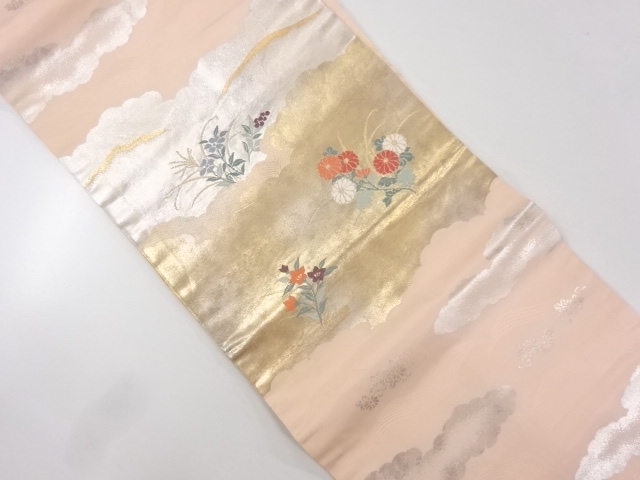 JAPANESE NAGOYA OBI / WOVEN FLORAL PLANTS